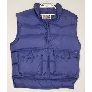 Ski Daddle Men's Vest Sz XL Blue Puffer Vest Duck/Small Waterfowl Feather Filled